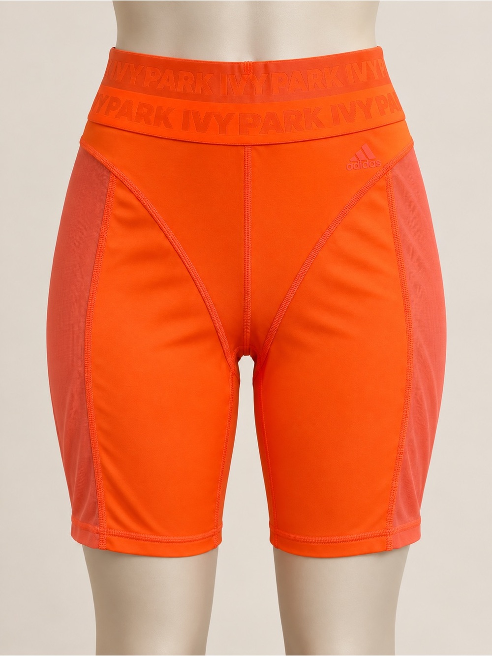 Adidas x Ivy Park Orange Mesh Panel Biker Shorts XS